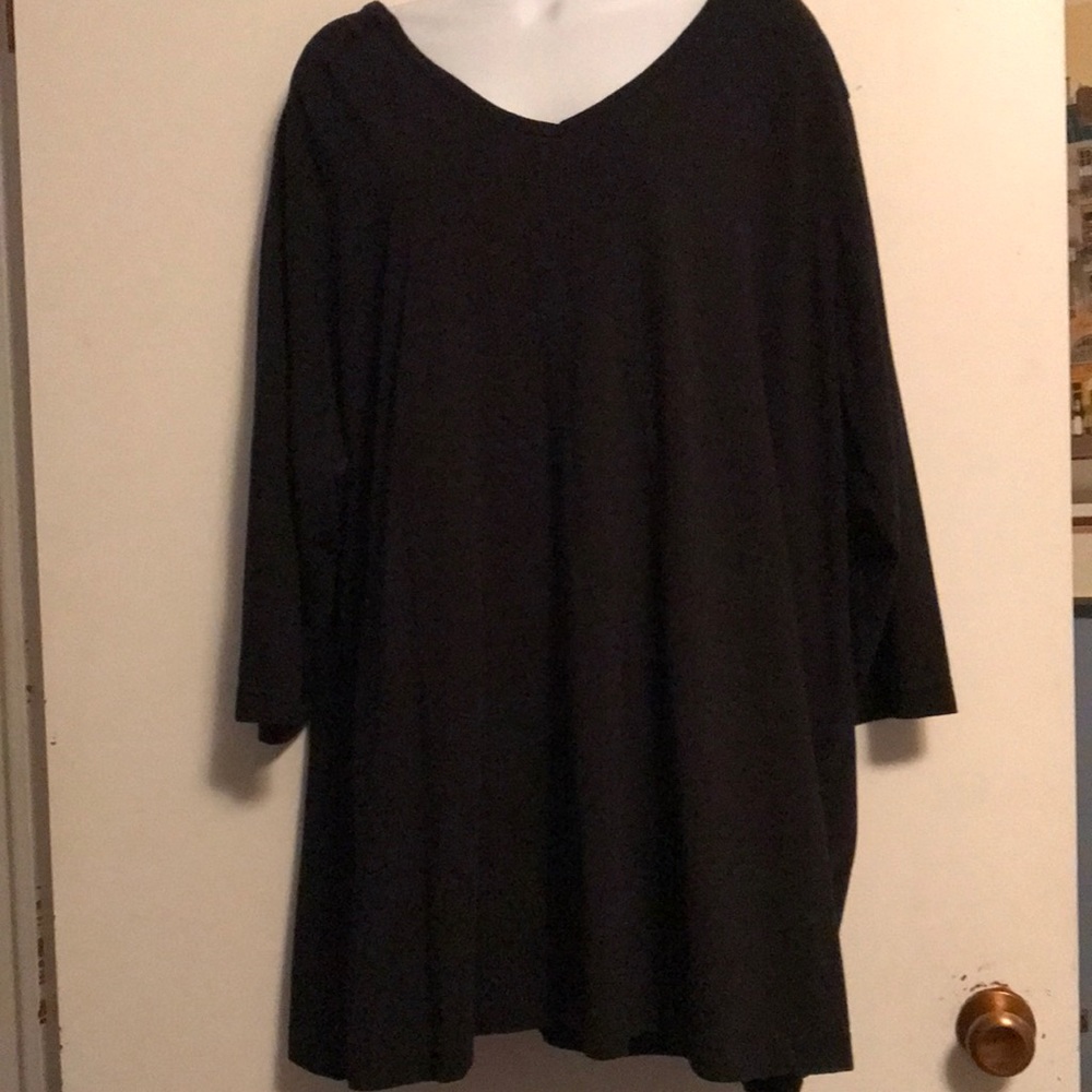 Woman within black v neck top